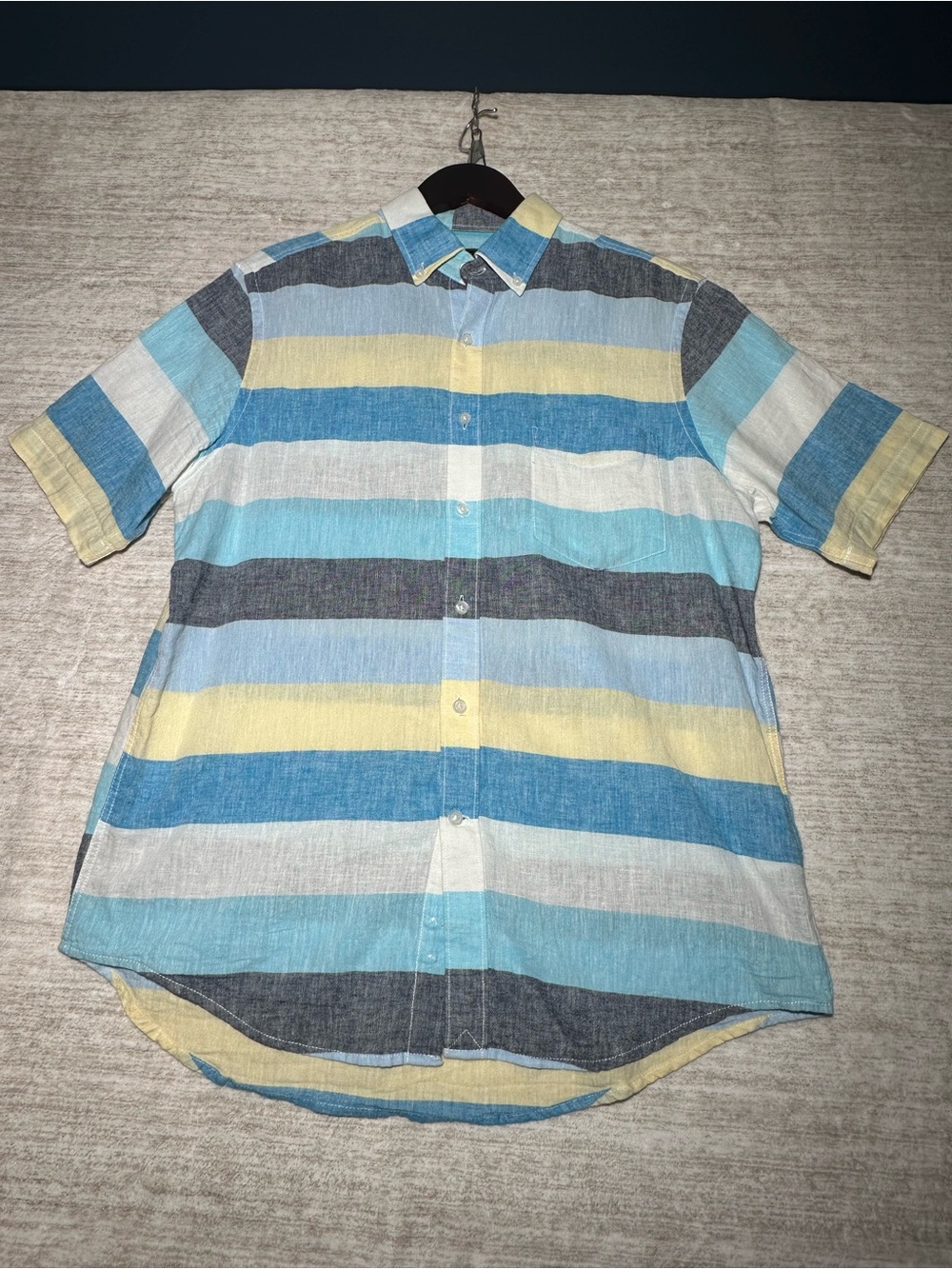 Club Room Short-Sleeve Button-Down Shirt in Blue, Yellow, Gray